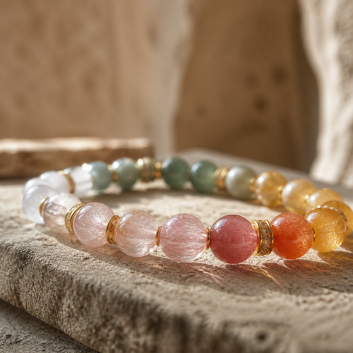 7 Chakra Rabbit Hair Quartz Bracelet