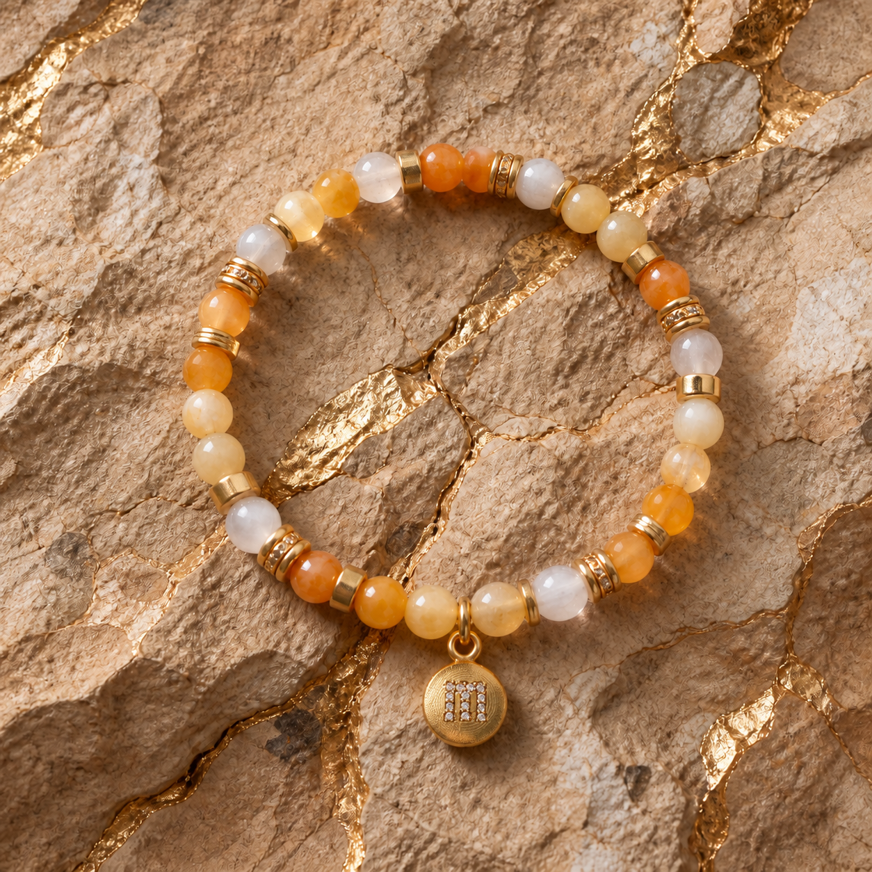 Metal｜Auric Threads Rabbit Hair Quartz Bracelet