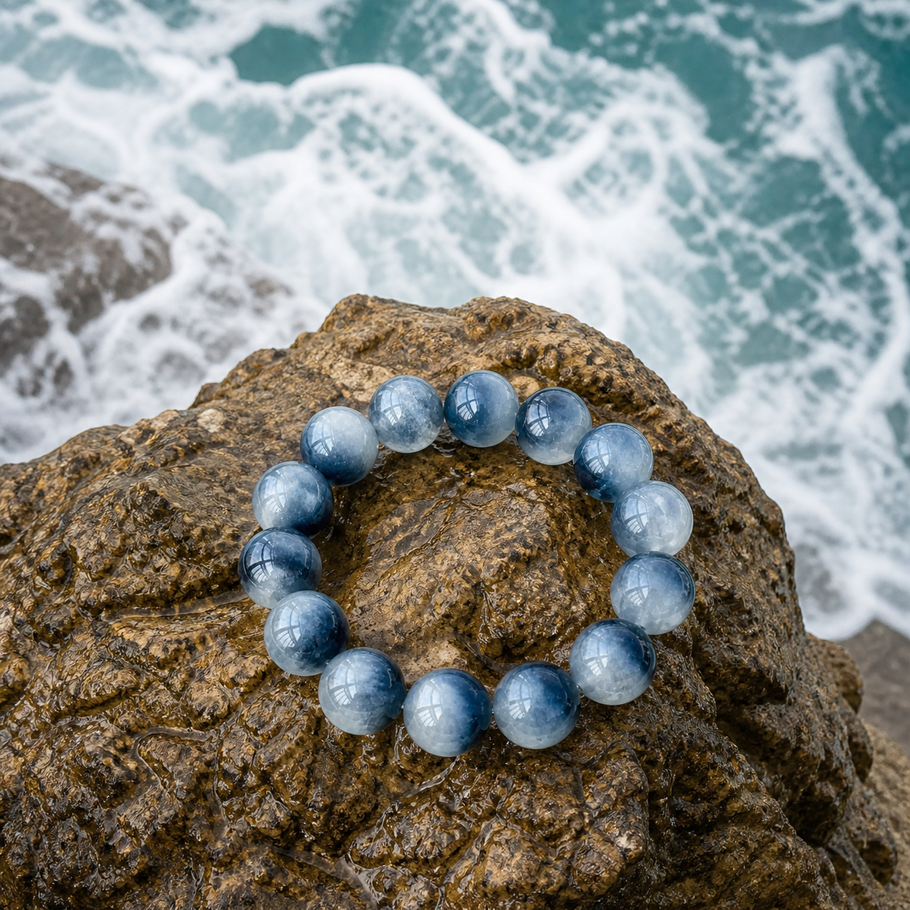 Water｜Azure Threads Rabbit Hair Quartz Bracelet