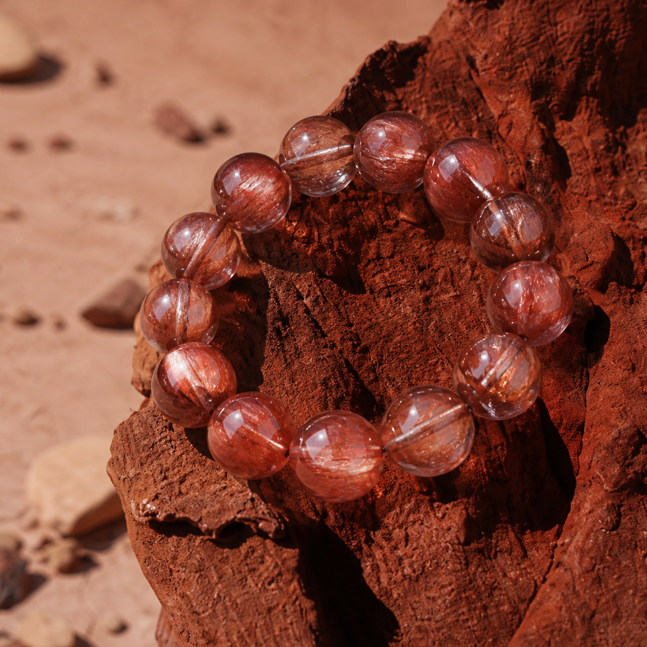 Fire｜Crimson Threads Rabbit Hair Quartz Bracelet