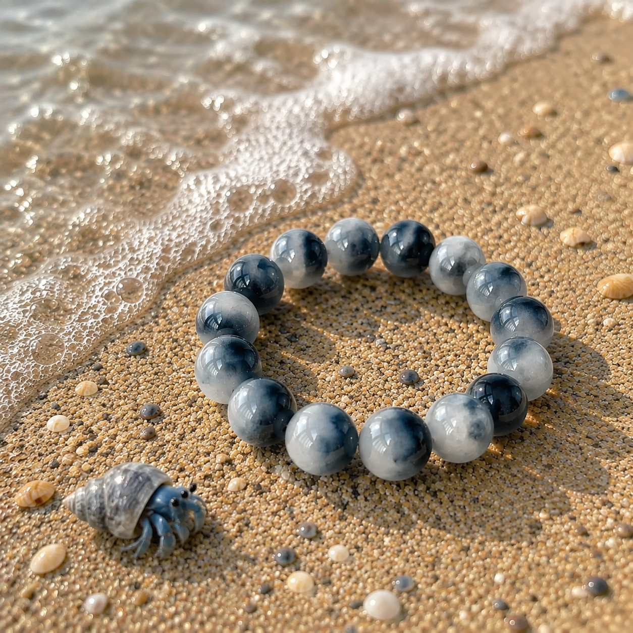 Water｜Azure Threads Rabbit Hair Quartz Bracelet