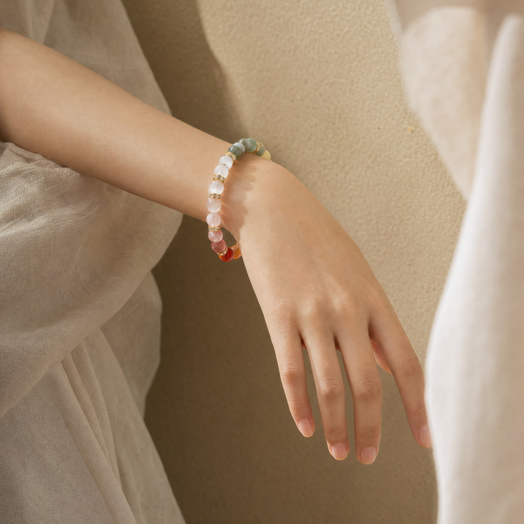 7 Chakra Rabbit Hair Quartz Bracelet