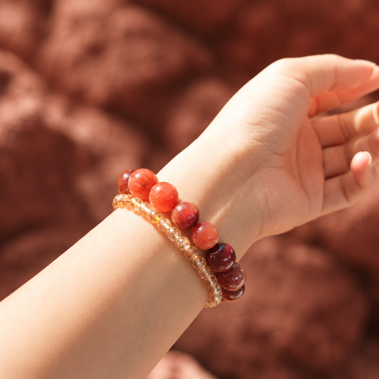 Fire｜Crimson Threads Rabbit Hair Quartz Bracelet