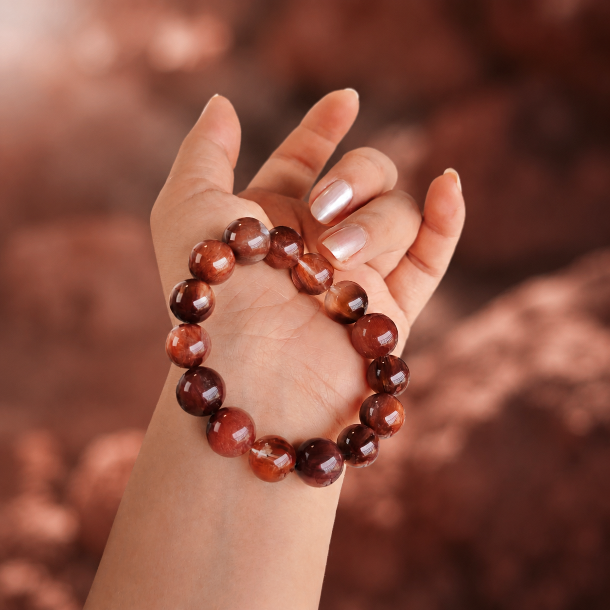 Fire｜Crimson Threads Rabbit Hair Quartz Bracelet
