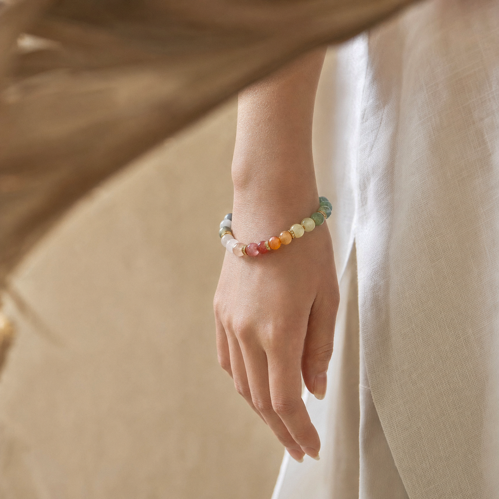 7 Chakra Rabbit Hair Quartz Bracelet