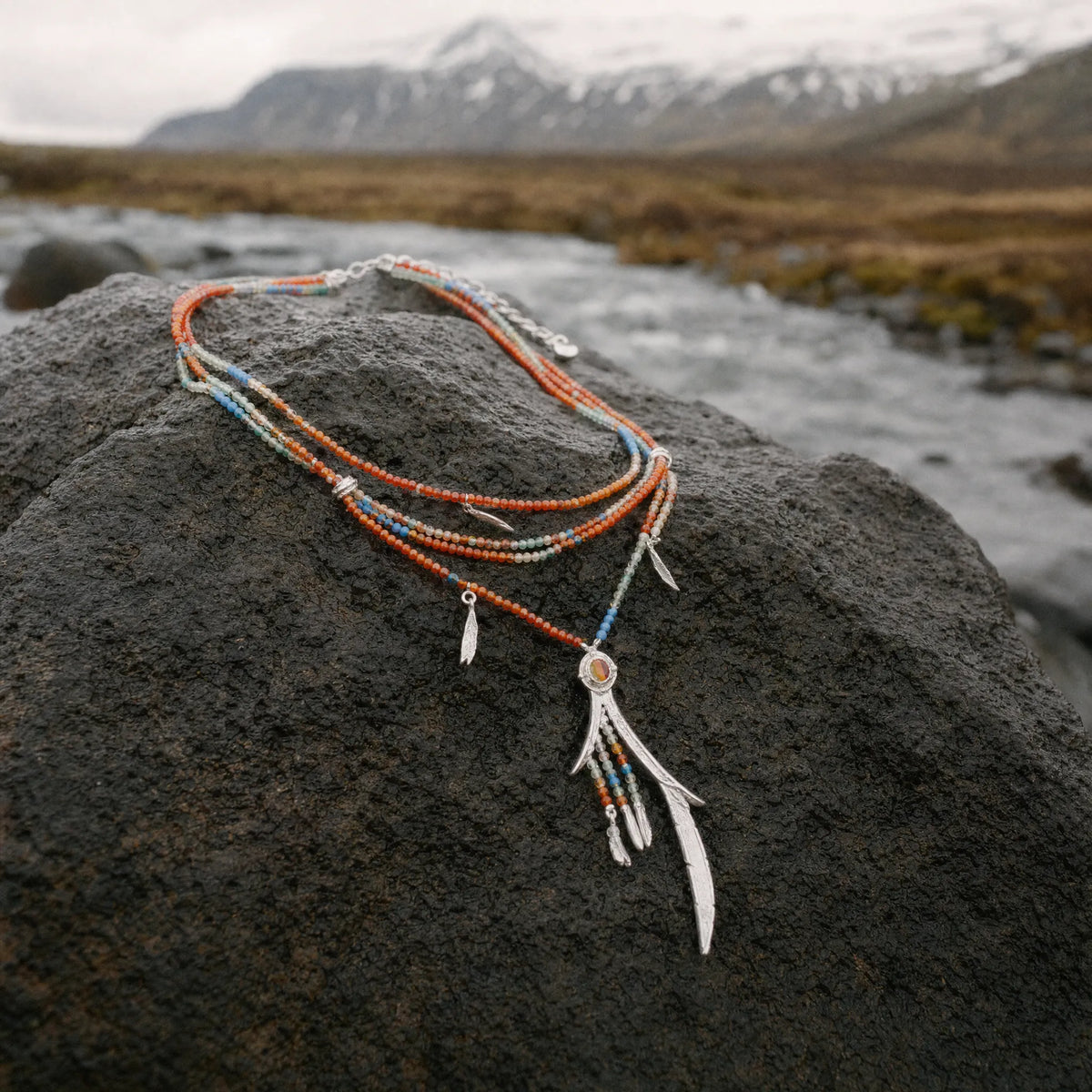 Follow the Wind | Agate & Silver-Plated Brass Necklace