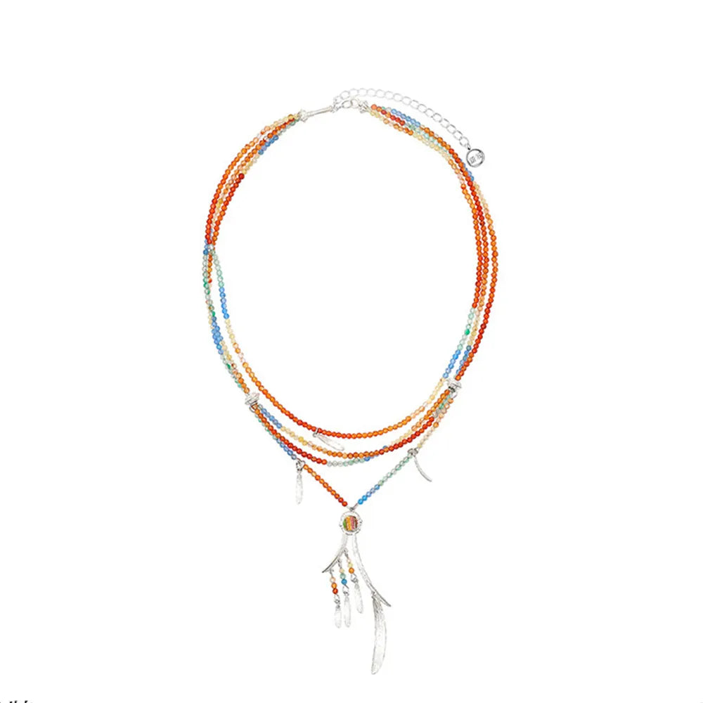 Follow the Wind | Agate & Silver-Plated Brass Necklace