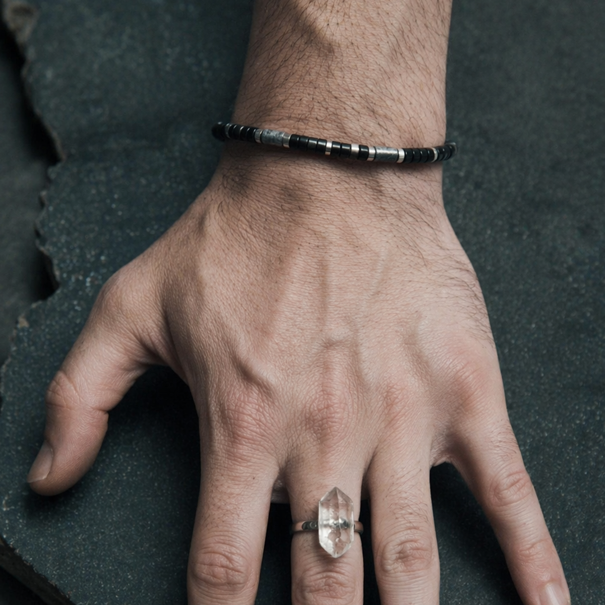 Nightfall and Rock Obsidian Bracelet KUNLUN VEINS