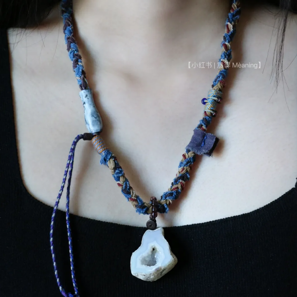 Lapis Grotto Handcraft Cotton Cope Necklet