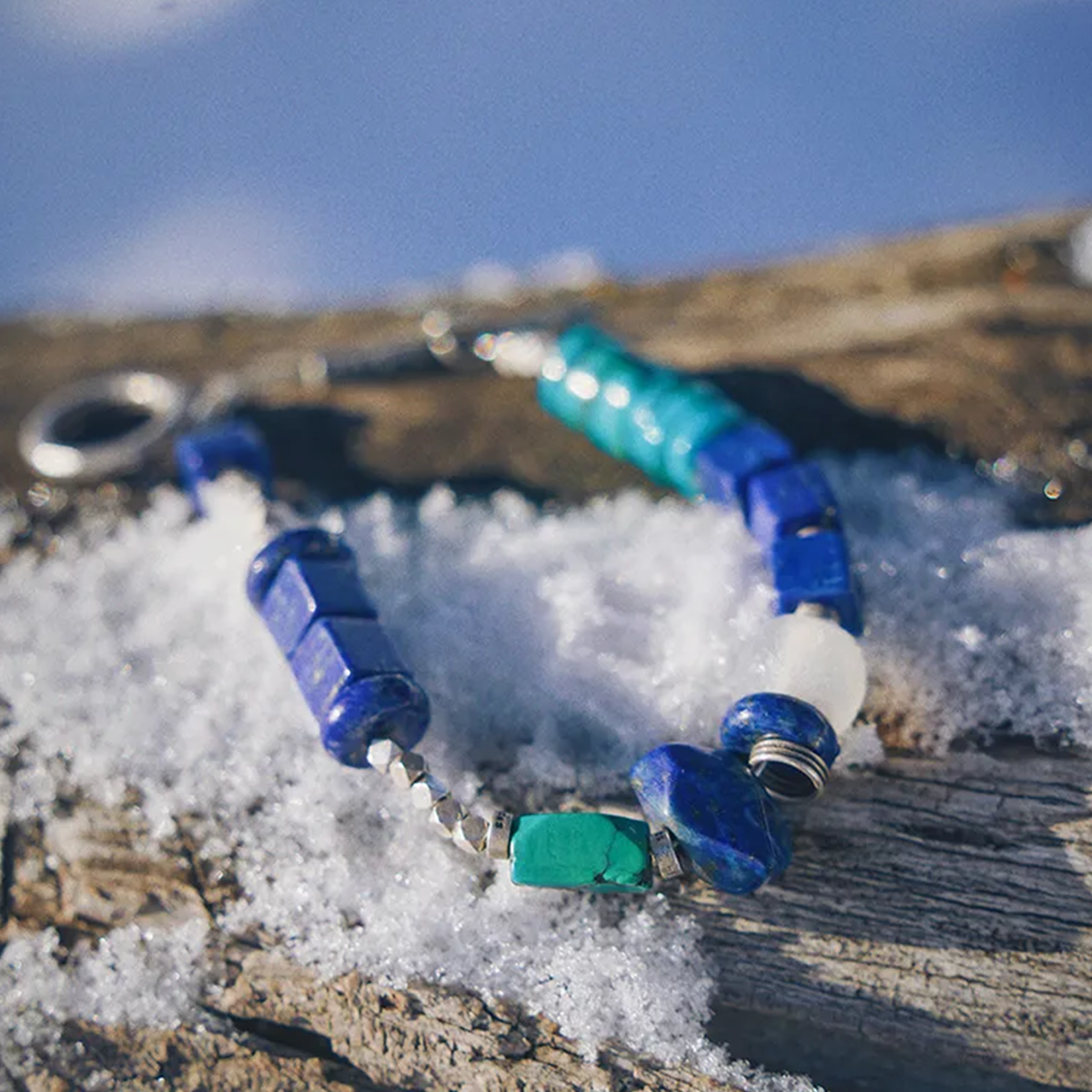 Green Mountain Snow Peak Lapis Lazuli Bracelet Midnight Caravan