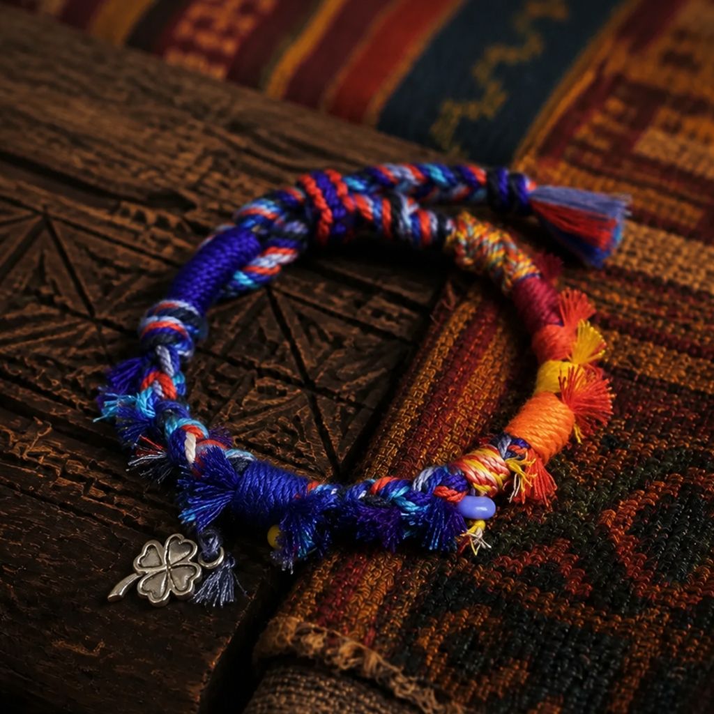 Azure Bird of Colors Handcraft Cotton Cope Bracelet