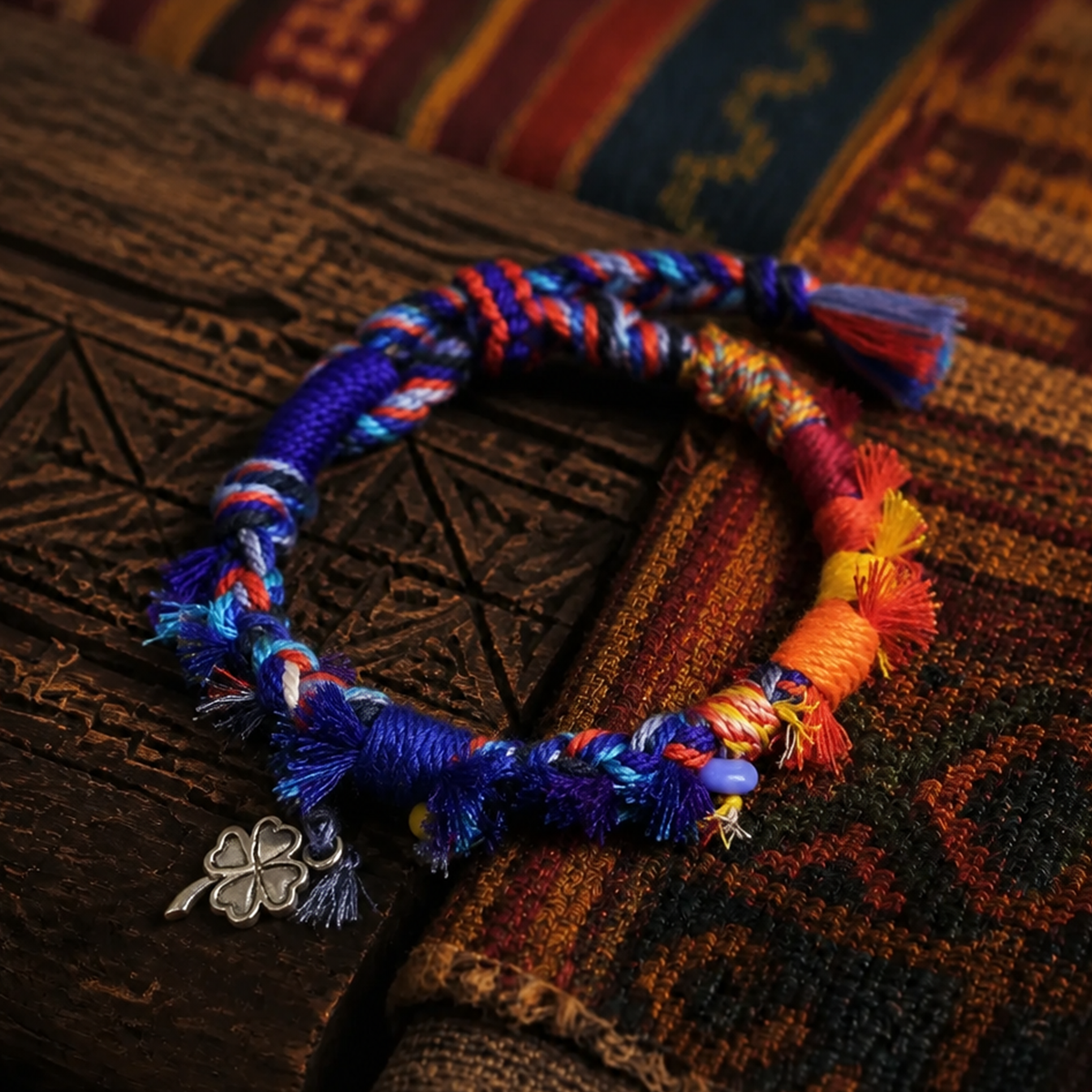 Azure Bird of Colors Handcraft Cotton Cope Bracelet
