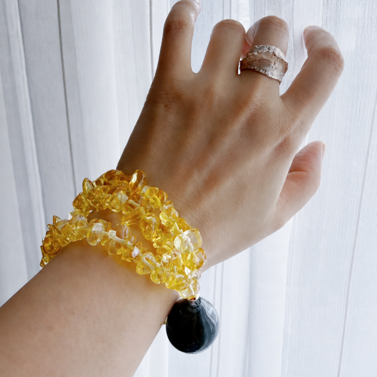 Metal｜Sun and Moon in the Wheat Field Citrine Bracelet