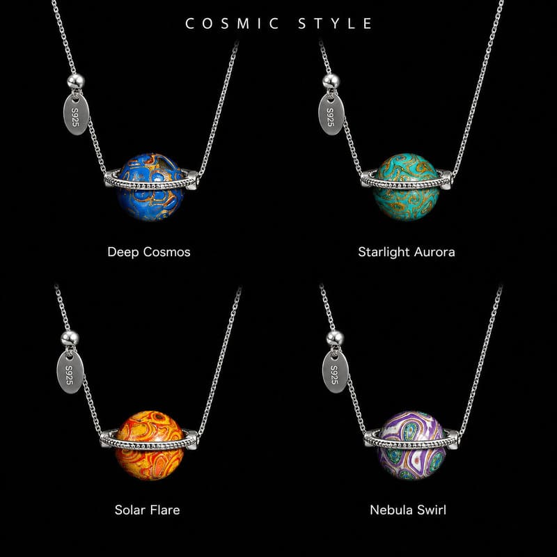 Cosmic Echoes | Handmade Natural Lacquer Planet Pendant Necklace