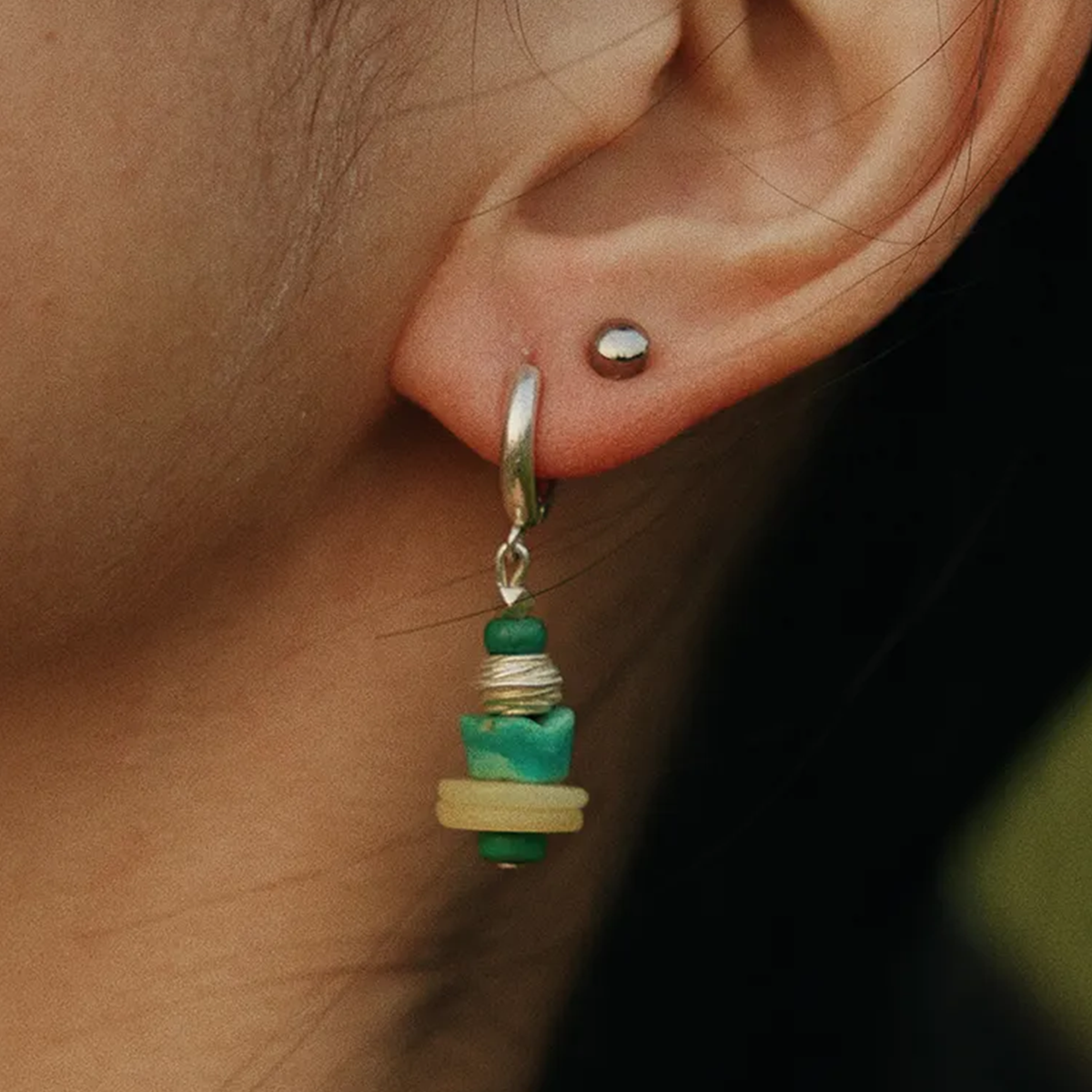 Twin Silver Bells Turquoise Earrings Oasis