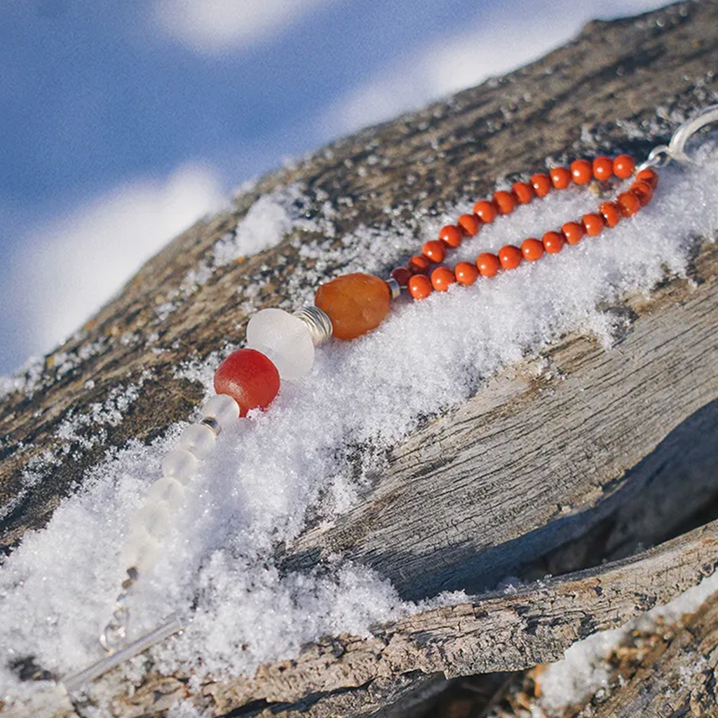 Sunlit Snow Mountain Red Agate Bracelet Drifting Silk