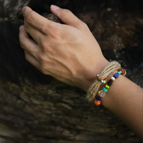 Colorful Time Lapis Lazuli Bracelet Drifting Silk
