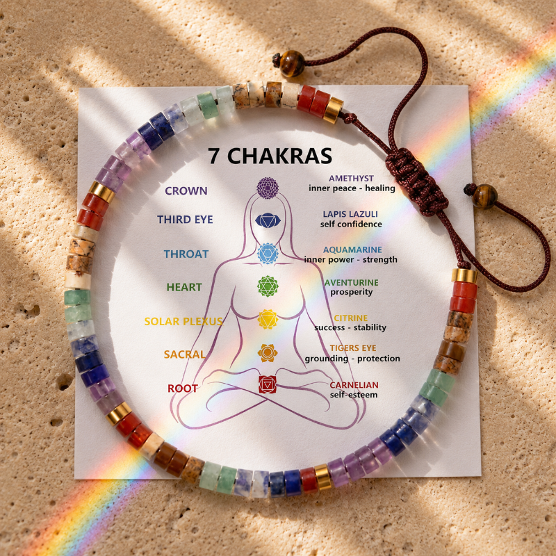 7 Chakra Tube Bead Healing Crystal Bracelet
