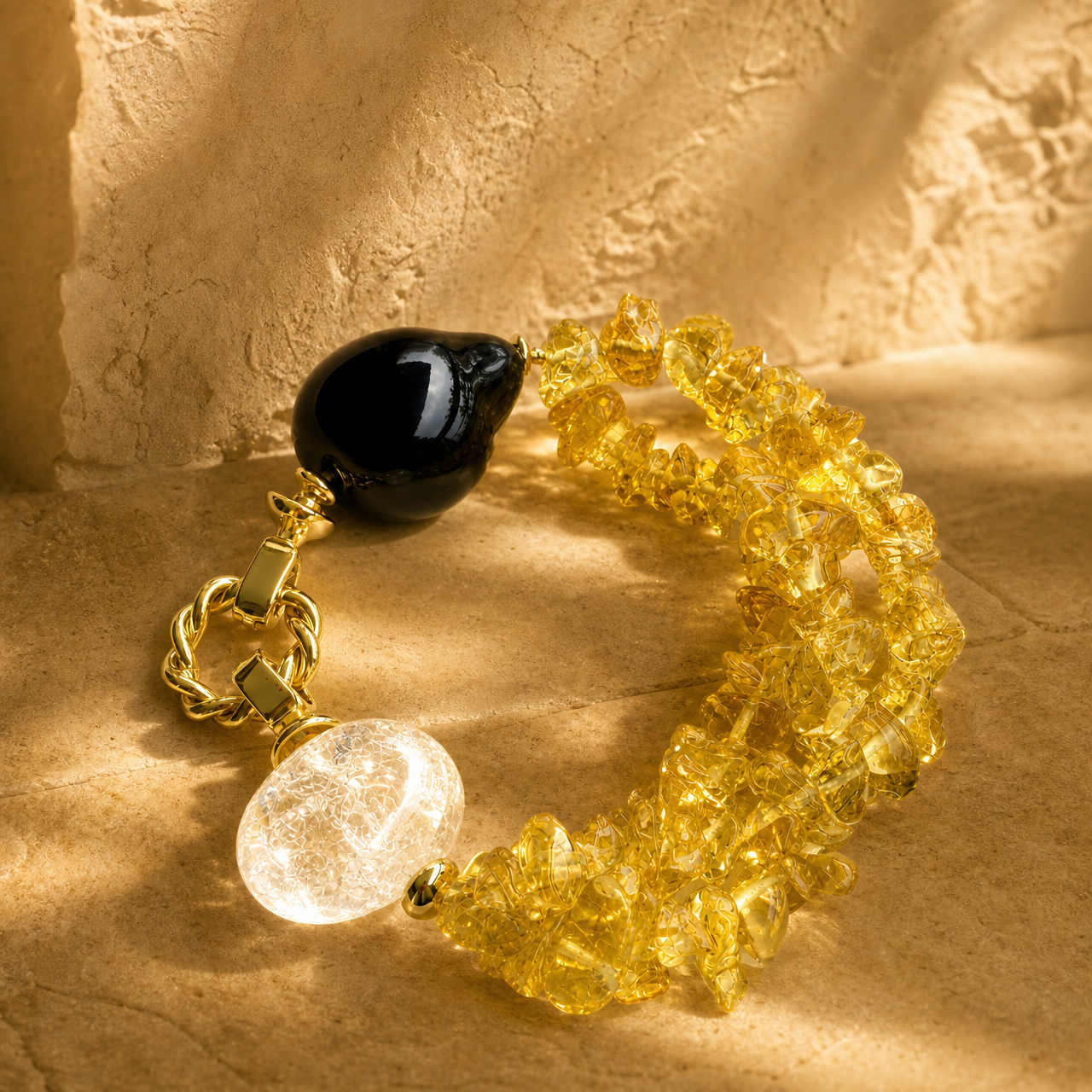 Metal｜Sun and Moon in the Wheat Field Citrine Bracelet