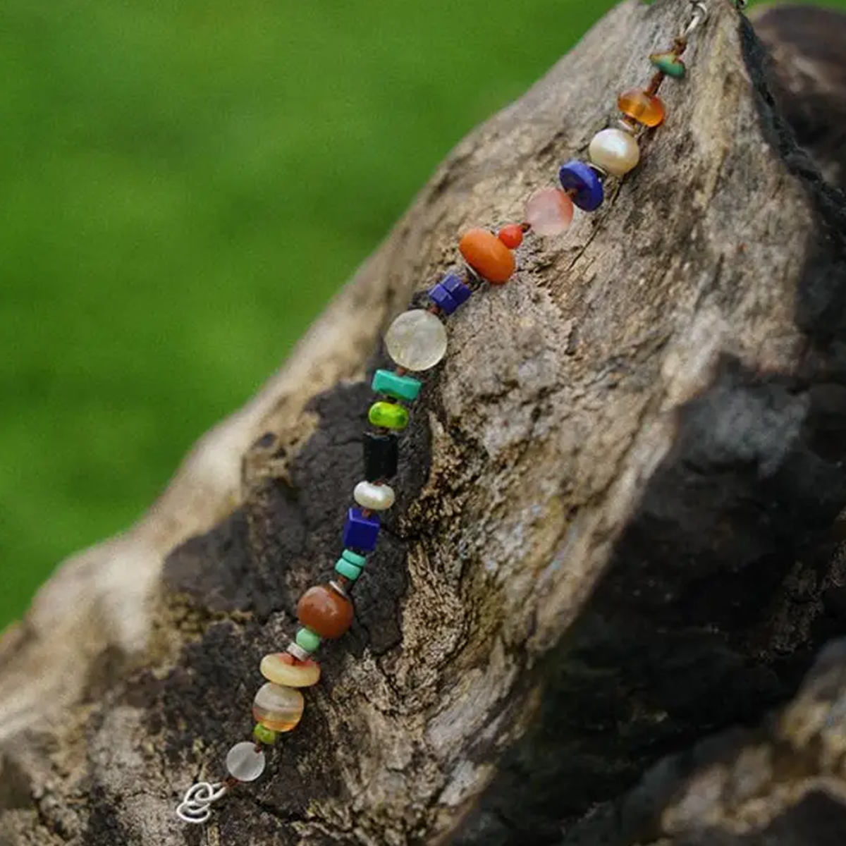Colorful Time Lapis Lazuli Bracelet Drifting Silk