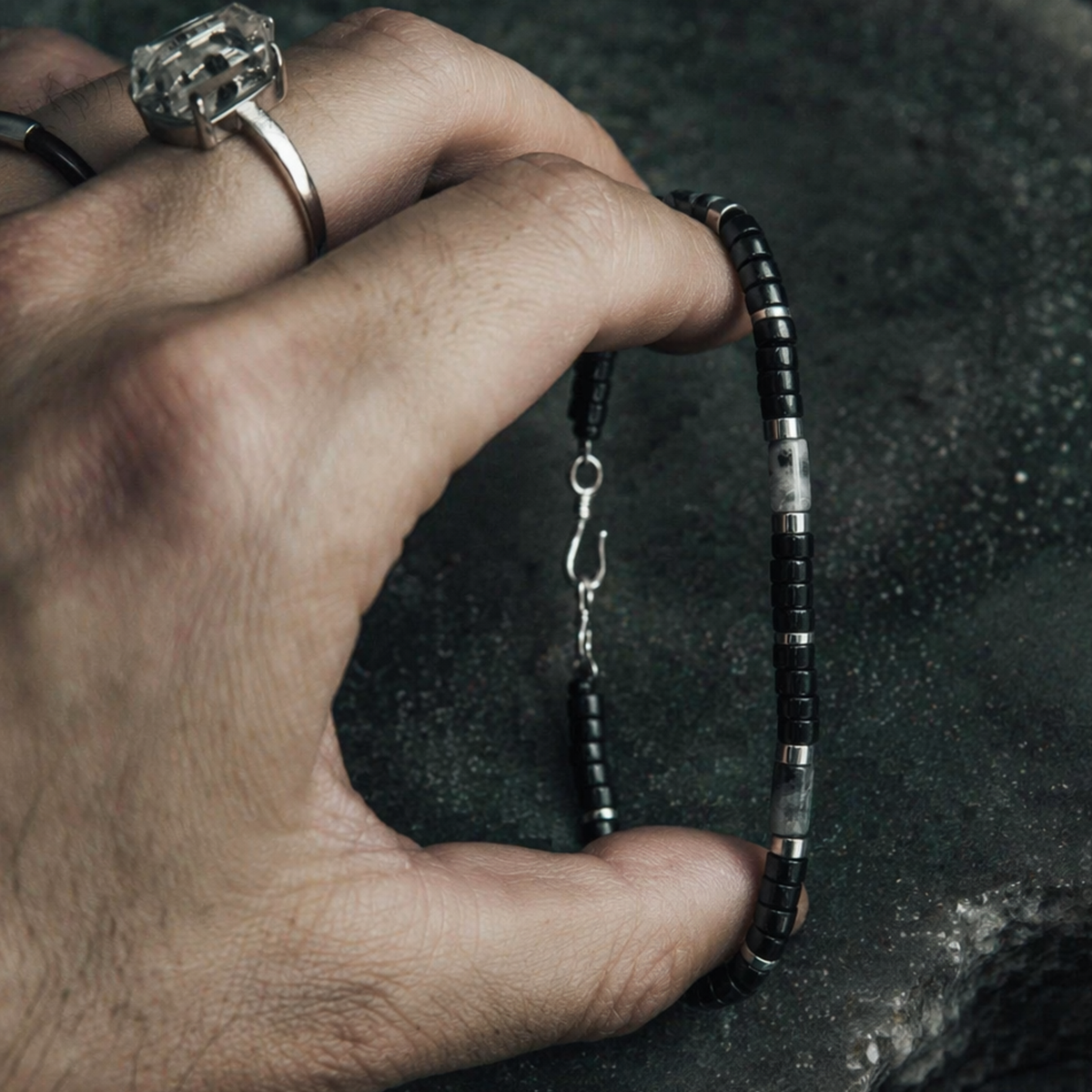 Nightfall and Rock Obsidian Bracelet KUNLUN VEINS