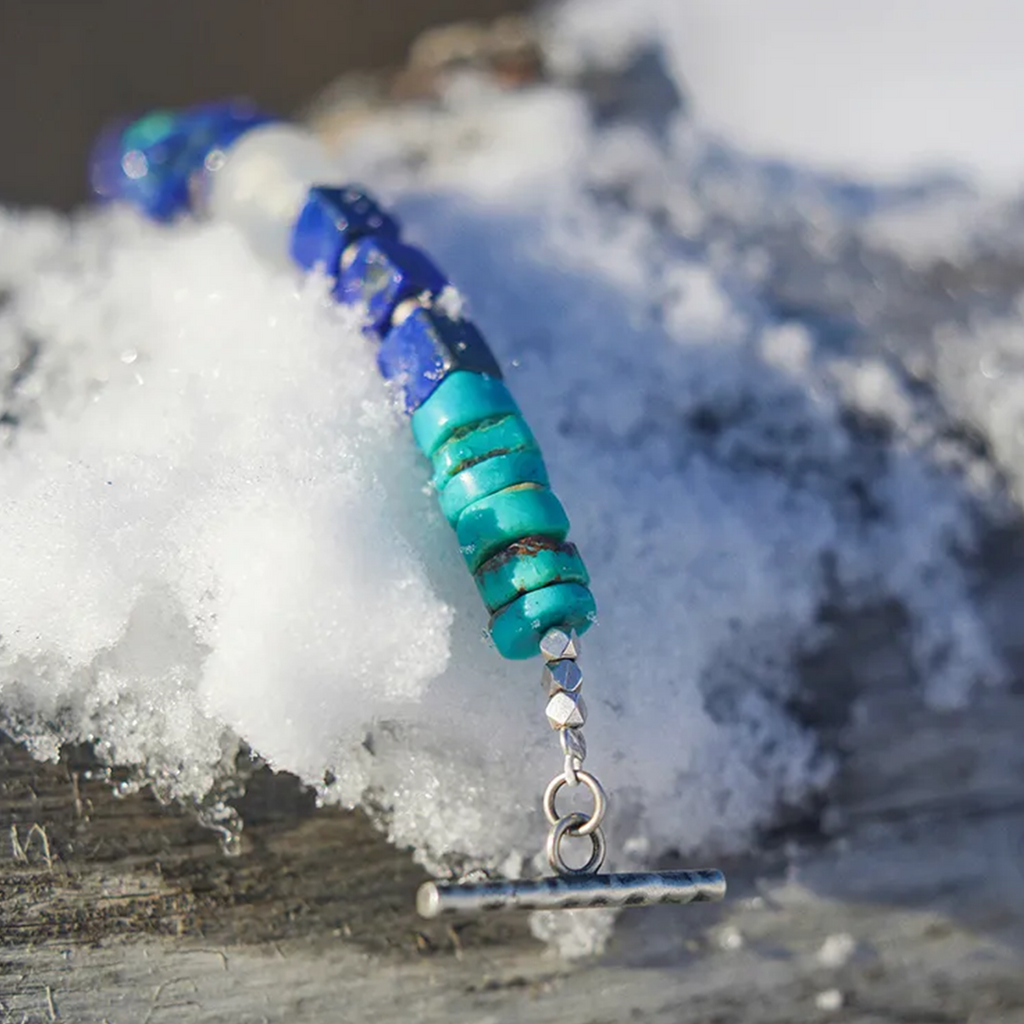 Green Mountain Snow Peak Lapis Lazuli Bracelet Midnight Caravan