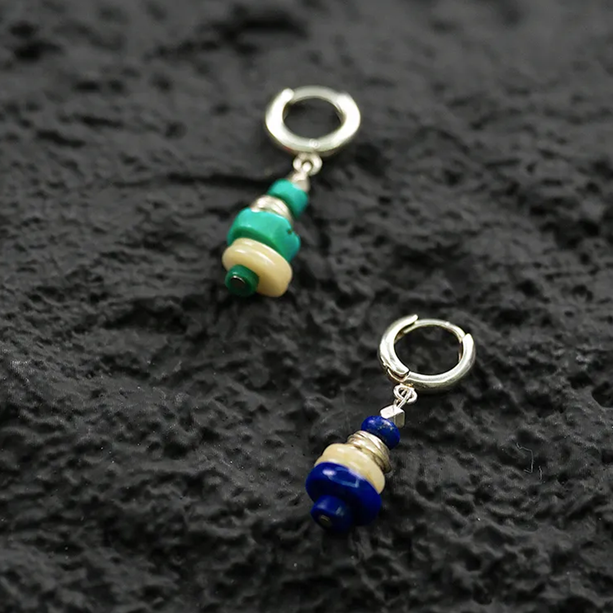 Twin Silver Bells Lapis Lazuli Earrings Midnight Caravan