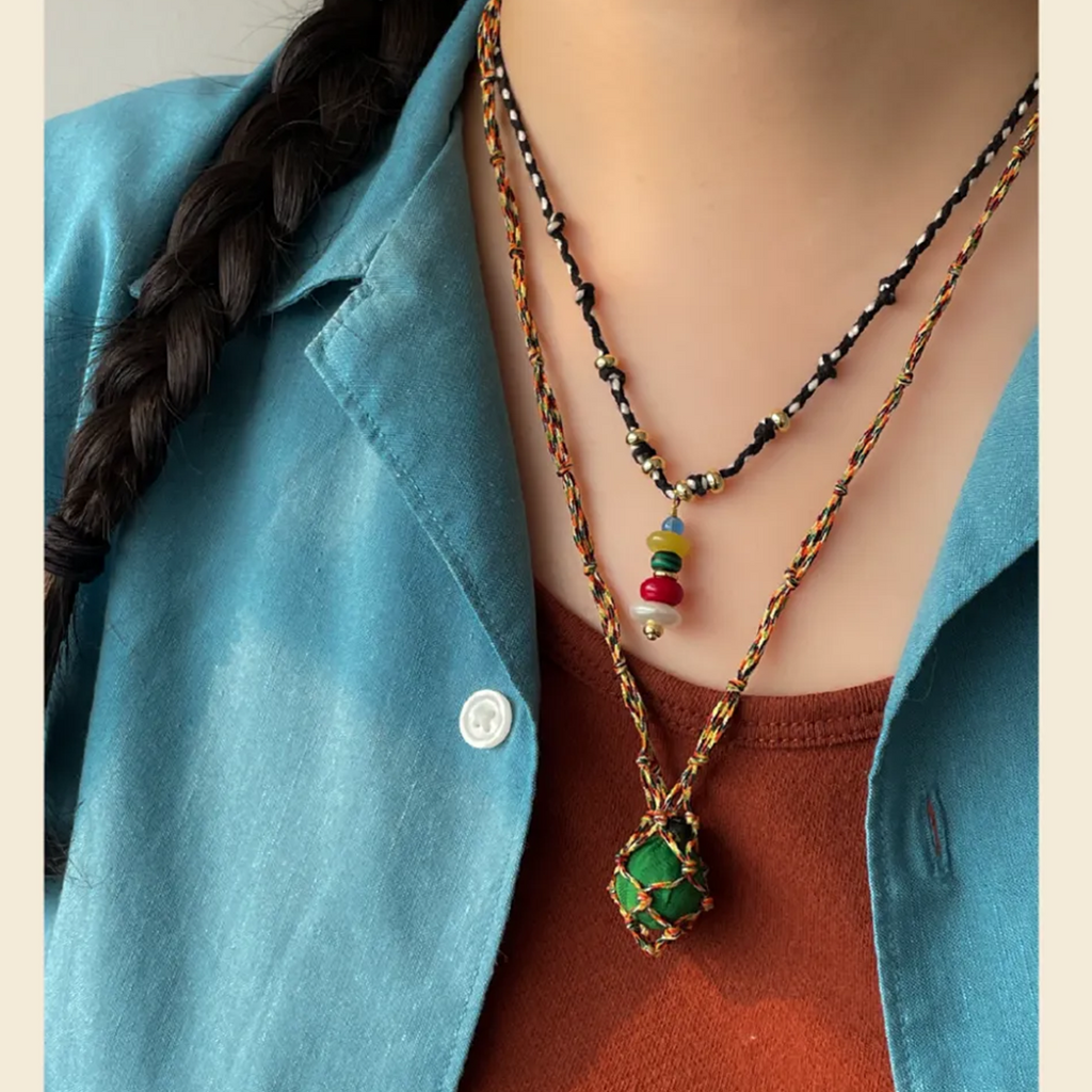 Colored Grotto Handcraft Cotton Cope Necklece
