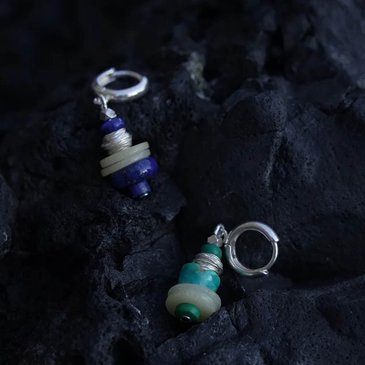 Twin Silver Bells Turquoise Earrings Oasis