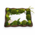 Crystal landscape decorative mirror with clear quartz cluster and moss on wood frame