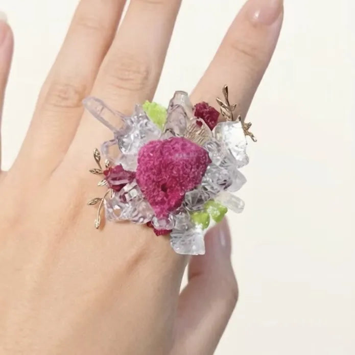 Fire｜Burning Rose  Red Corundum Adjustable Ring