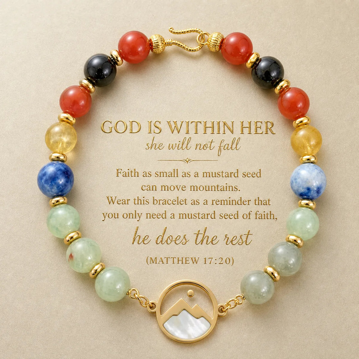 Multicolored Mustard Seed Bracelet｜Faith Can Move Mountains