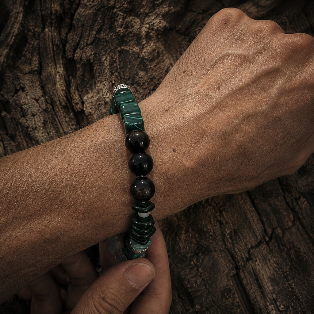 Wood｜Verdant Relic Malachite Bracelet