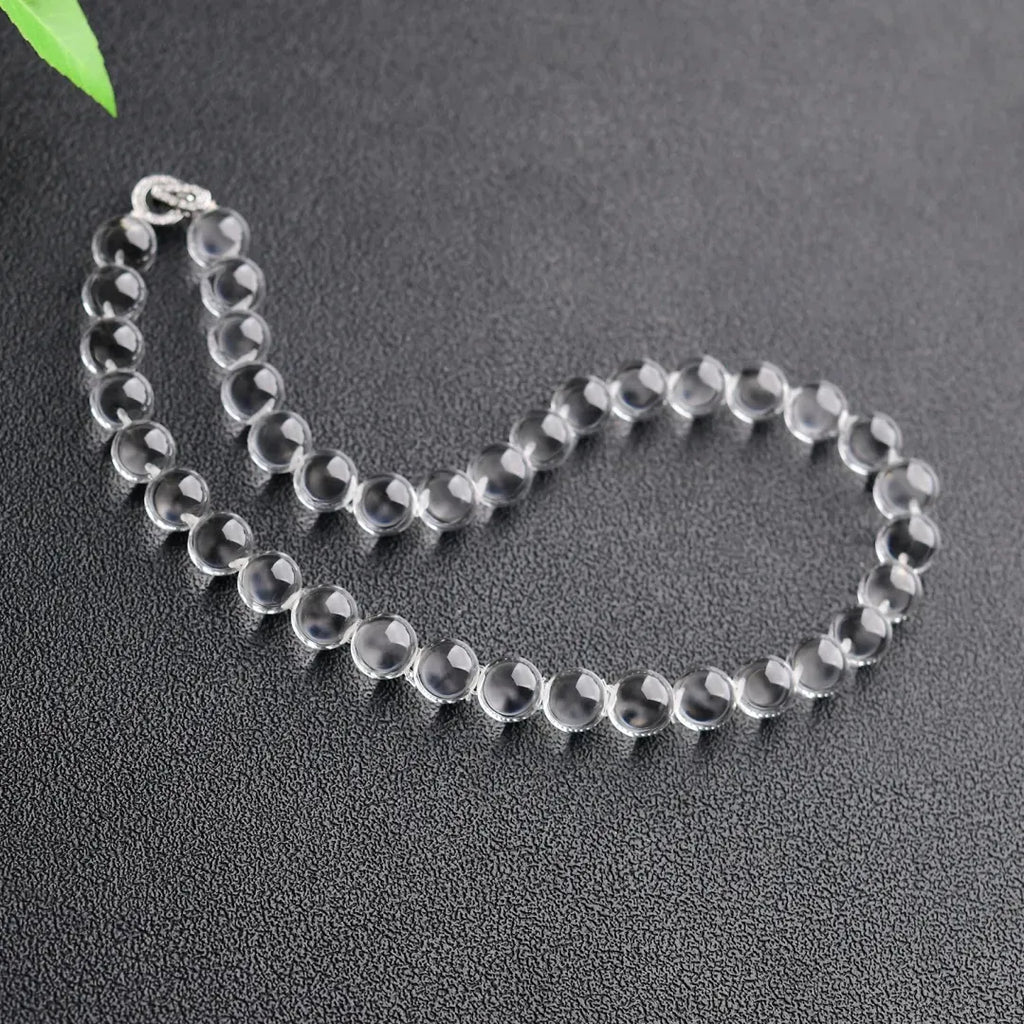 Metal｜Mirror White Clear Quartz Necklace
