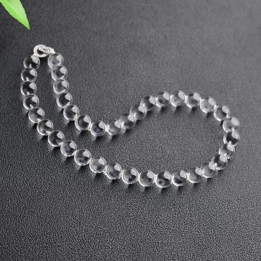 Metal｜Mirror White Clear Quartz Necklace