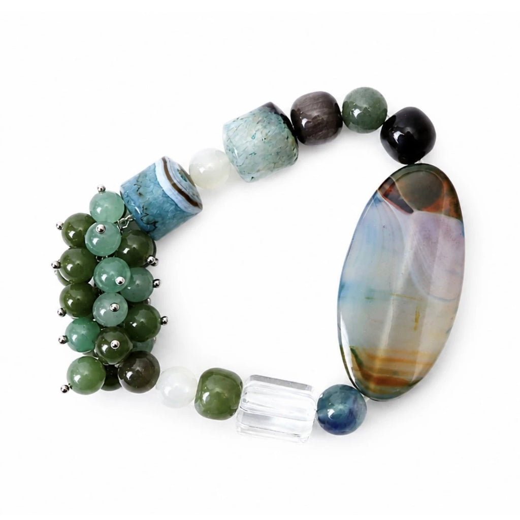 Wood｜Mossy Haven Agate Bracelet