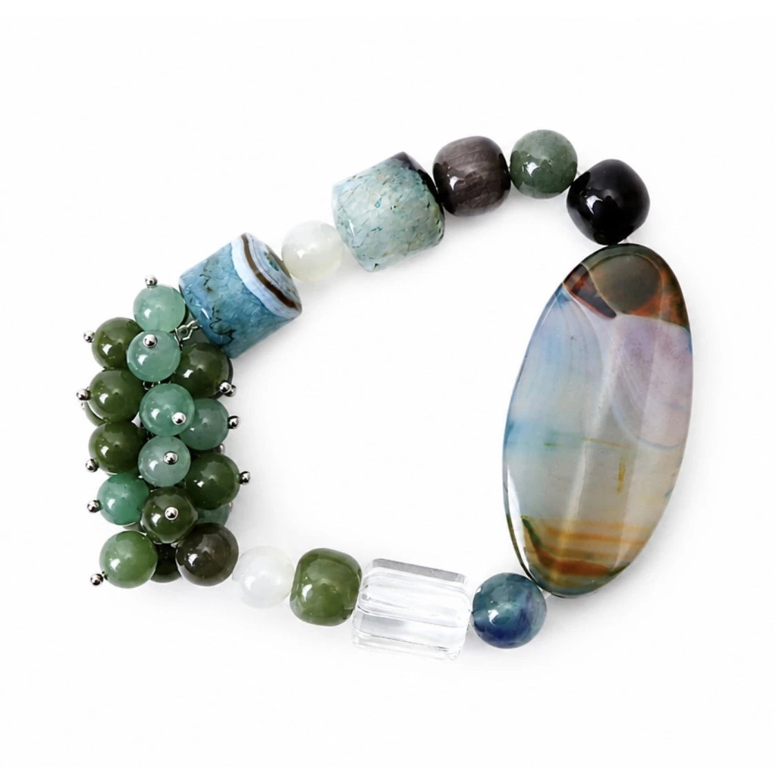 Wood｜Mossy Haven Agate Bracelet