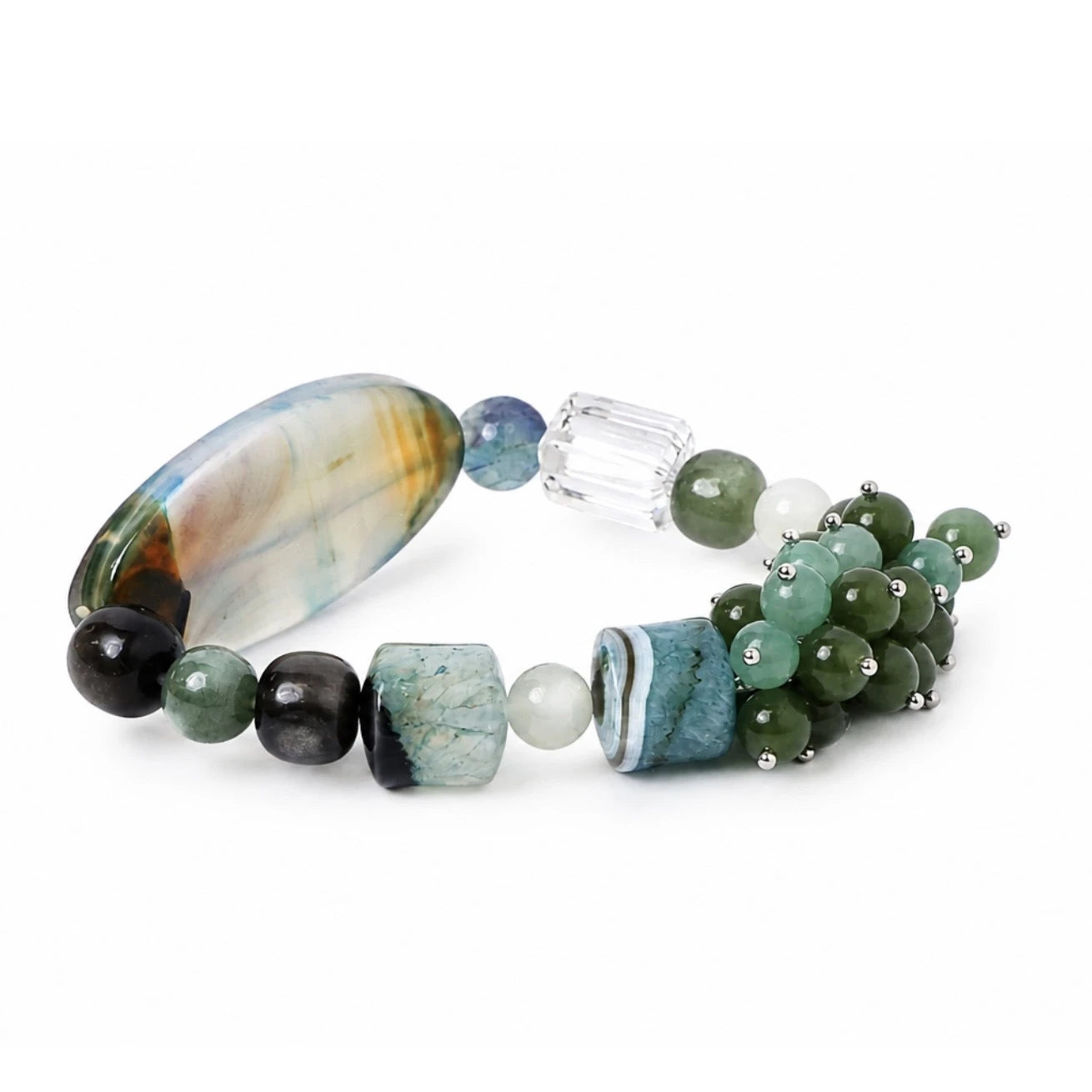 Wood｜Mossy Haven Agate Bracelet