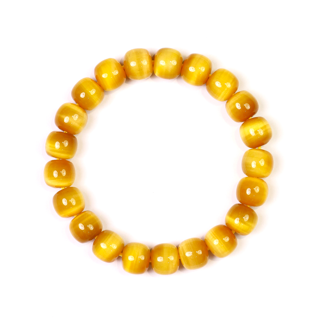 Amur Leopard bracelet with elegant golden tiger eye cylinder beads