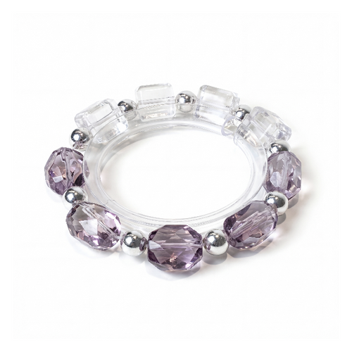 Chrysaora Colorata inspired bracelet with white and purple crystals and silver beads