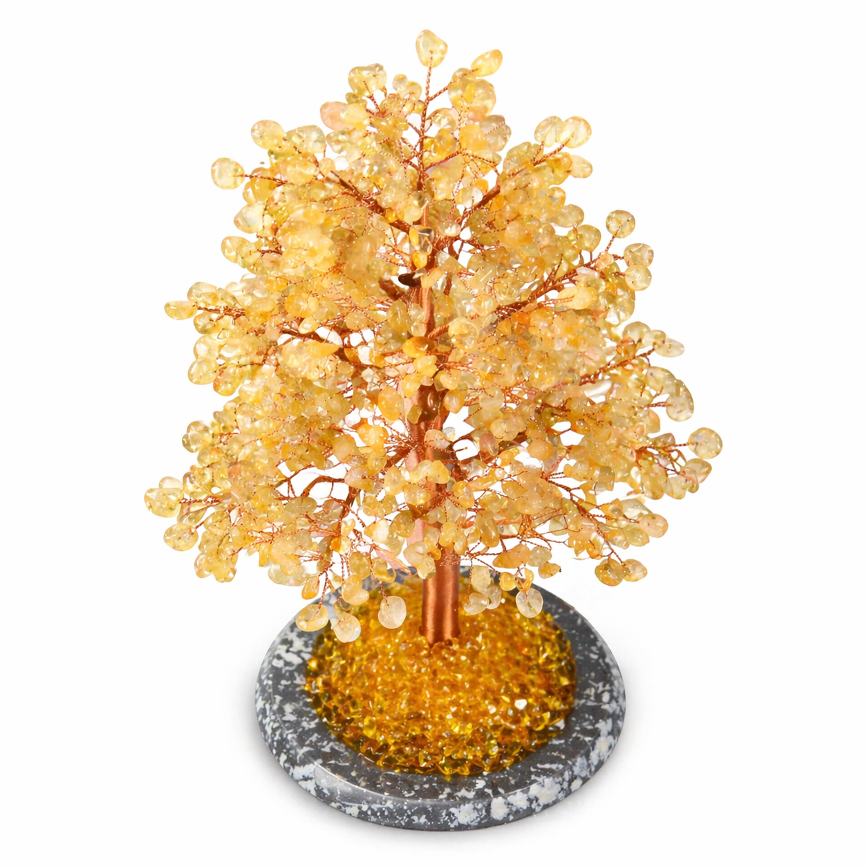 Citrine wealth tree displaying warm golden tones in natural light