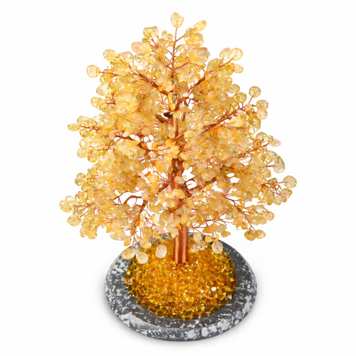 Citrine wealth tree displaying warm golden tones in natural light