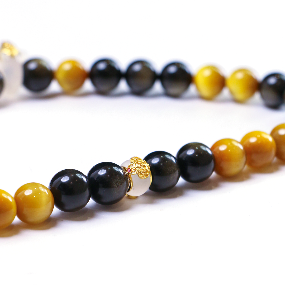 Complete 33 bead meditation cycle with soft moonstone tassel accent