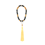 Clarity + Action meditation bracelet with golden obsidian and tiger eye beads on white background