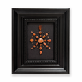 Golden sunstone crystal star frame with warm orange-gold tumbled stones on black background