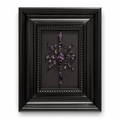 Amethyst crystal star frame with purple beads and tumbled stones on white background