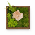 Crystal landscape decorative wooden tray with pink and white crystal cluster