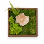 Crystal landscape decorative wooden tray with pink and white crystal cluster