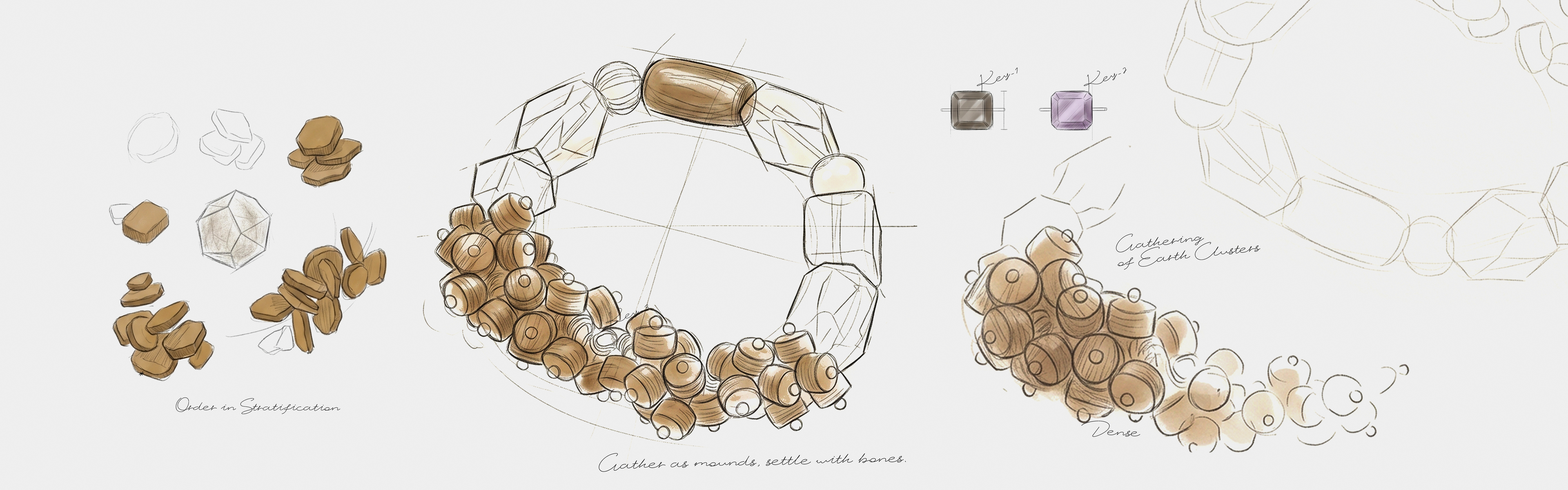 Illustrations of the Earth Ground Bracelet and its components on a beige background