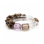 Earth Ground bracelet with lavender amethyst, smoky quartz and Super Seven beads on white background